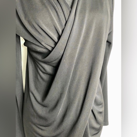 New York & Company Elegant Black Cross Front Dress - Picture 3 of 7